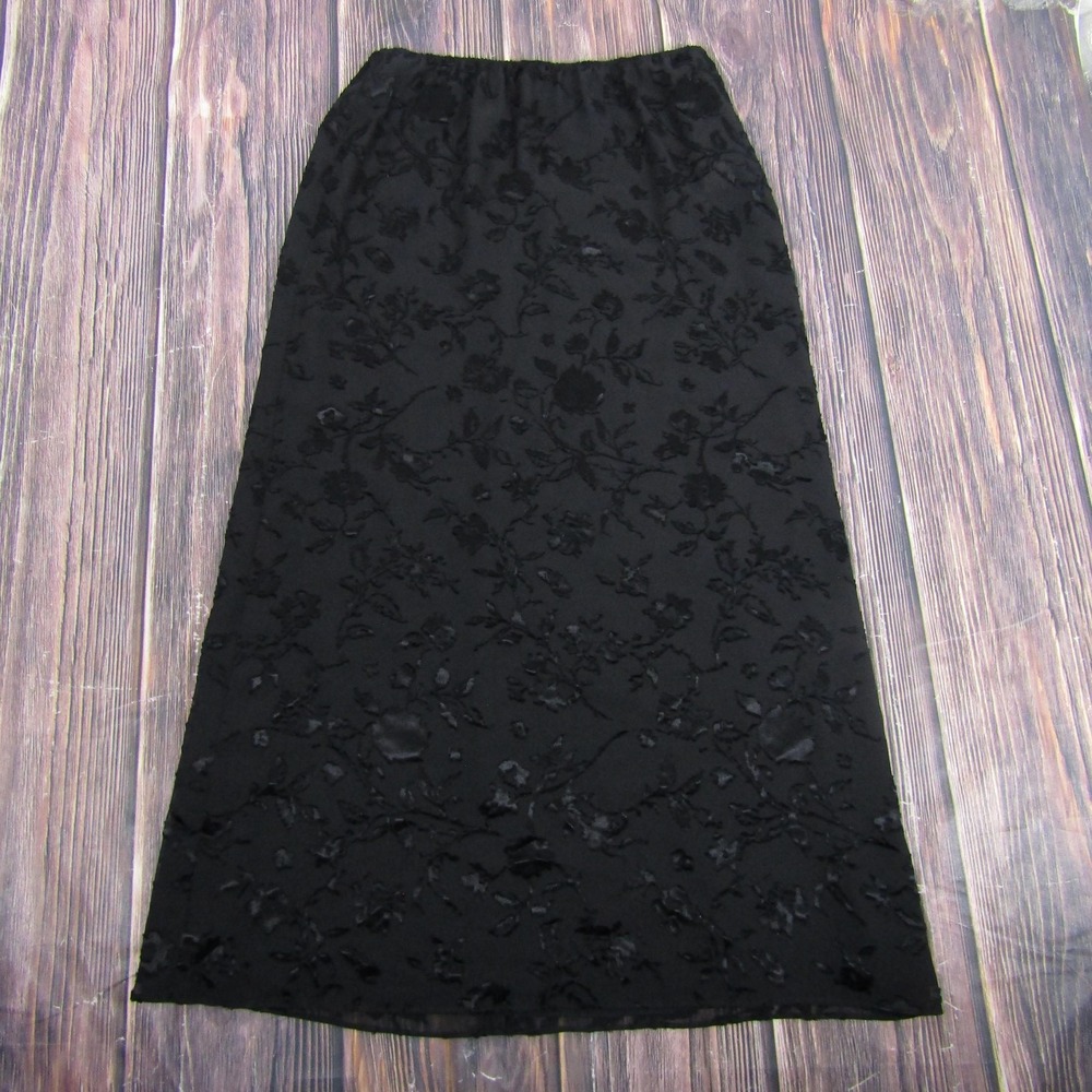 Kasper & Company ASL Skirt Womens 2 Petite Black Moulin Rouge Floral Velvet
